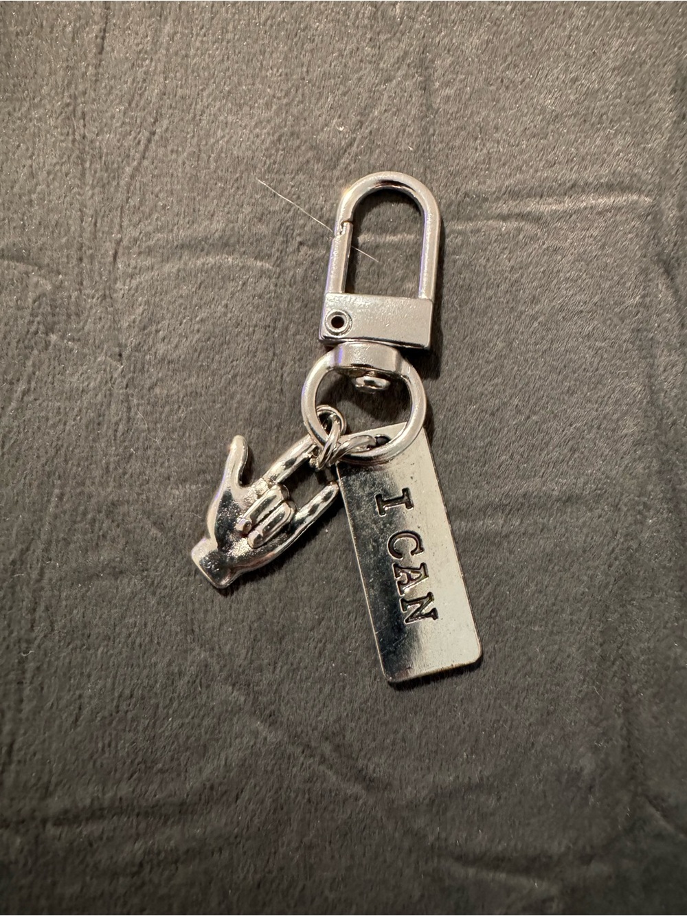 Bandolier Silver-Tone "I CAN" Key & Card Holder Charm